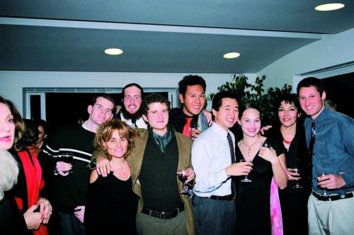 A precious batch of students with Nadia Meliniotis and Rhea Scourta” at the inauguration of the third floor of CYAs Academic Center at 5 Plateia Stadiou on December 2, 2003