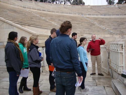 With Dr. Nigel Kennell at the Panathenaic Stadium, Fall 2011.