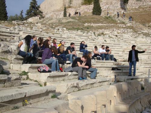 With Huseyin Ozturk at the Theater of Dionysus, Fall 2011.