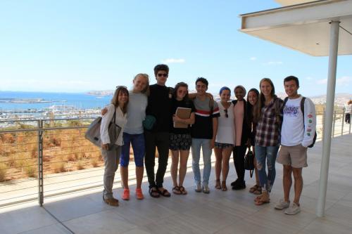 Students with Dr. Maria Vidali at the Stavros Niarchos Foundation Cultural Center, Fall 2017.