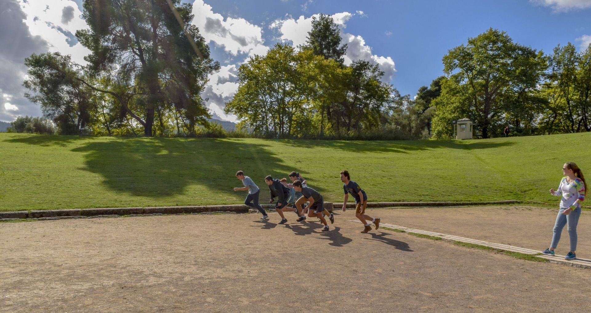CYA - College Year in Athens 3. CYA Students Running on the stadium of ancient Olympia