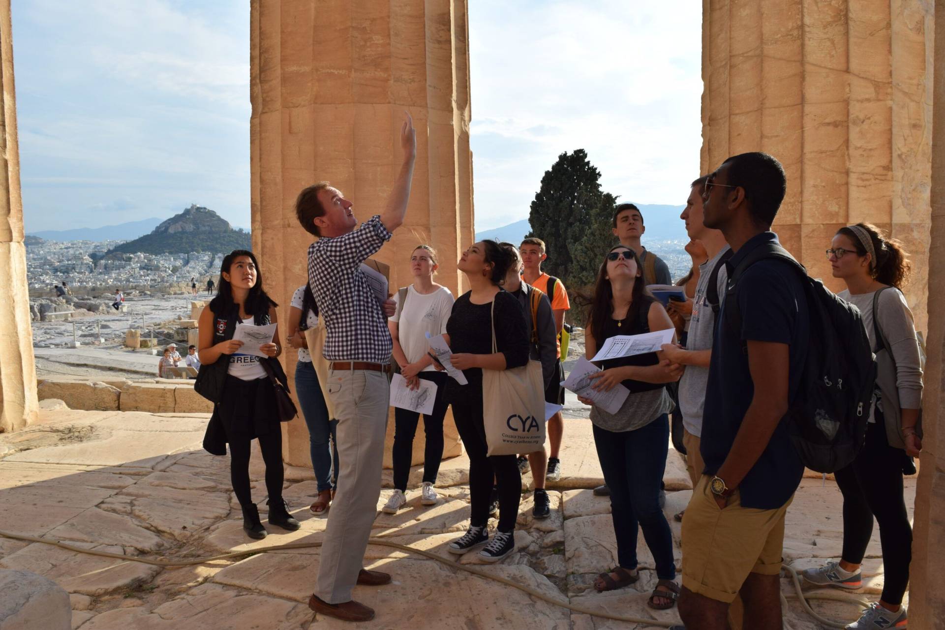 CYA - College Year in Athens 2. Students of the Topography of Athens class get the rare opportunity to visit the inside of the Parthenon which is closed for the public scaled